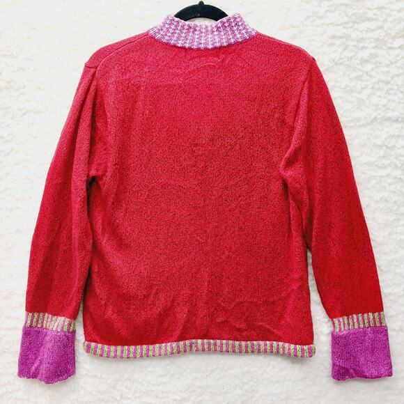 Sweater Cardigan M Orvis Red Festive Cozy Heritage Classic Holiday Ready Classic - Picture 3 of 11